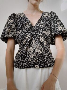 NWT ASTR the Label Floral Ruched Puff Sleeve Blouse - Nordstrom
